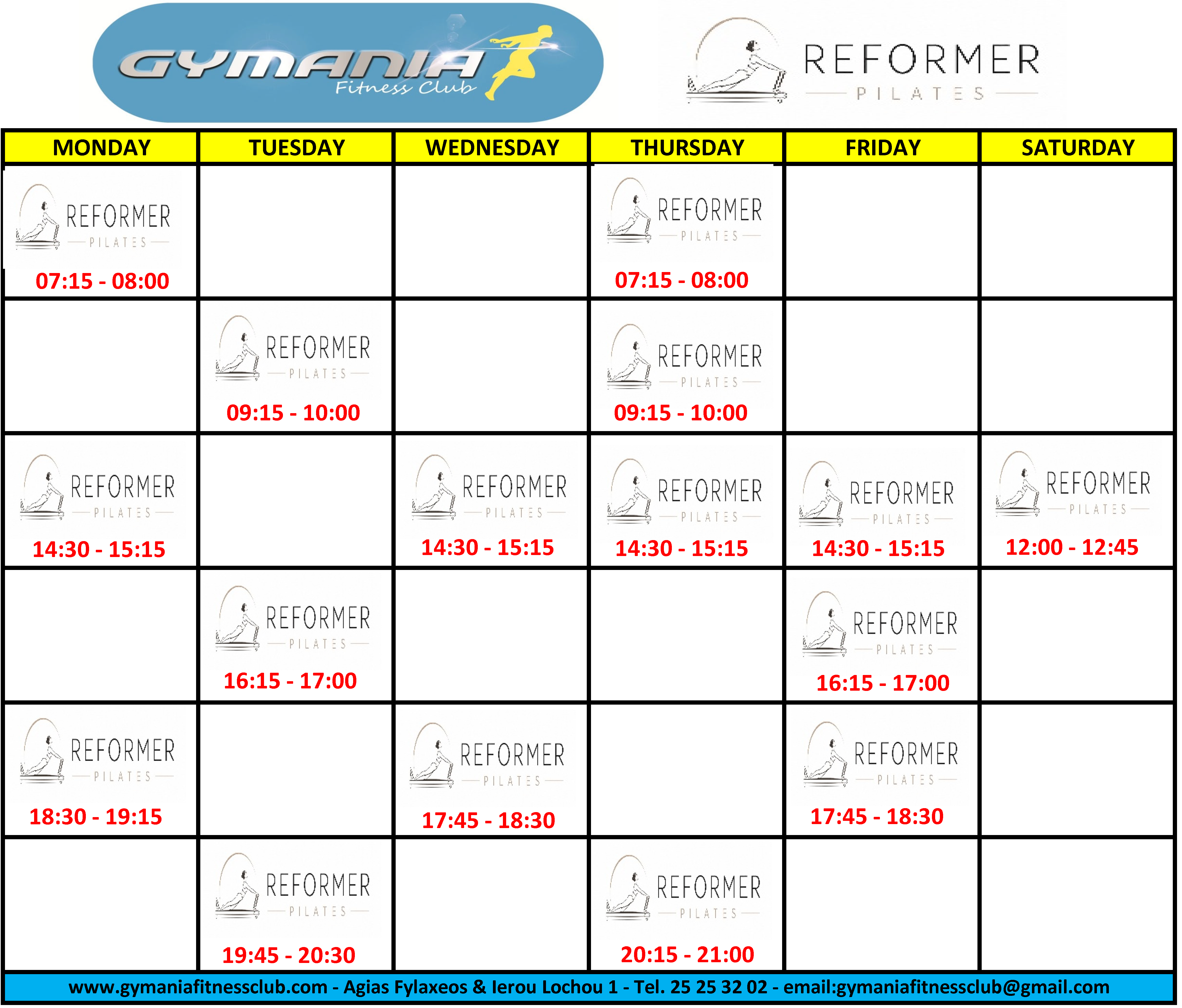 New Class Schedule
